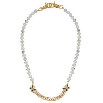 White turquoise gold butterfly Wallet Chain 72cm