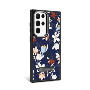 S24/S23系列 軍規防摔鋁合金鏡頭框立架手機殼-花語-白花藤