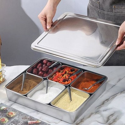 調味料入れ 調味料容器 ストッカー 収納ケース キッチン収納 304ステンレス セット トレー 保存容器 スパイスボトル　塩 胡椒 香辛料 砂糖 醤油
