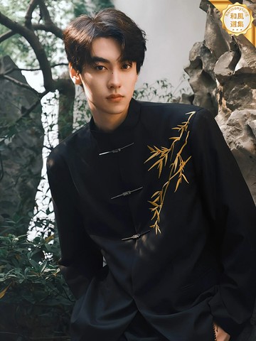 【痞帥國風】中山裝 西裝 新中式西裝 男式西裝 禮服套裝 金竹刺繡 高端定製 結婚訂婚 商務休閒 痞帥有型