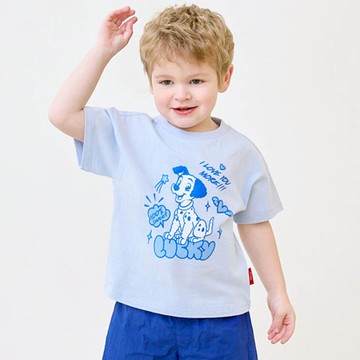 韓國 mollimelli - (聯名款)卡通狗狗愛意滿滿短袖上衣-藍