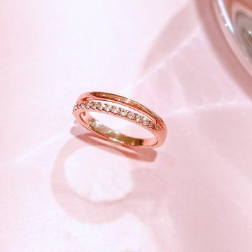 JUST BLOOM 半糖層疊雙環 純銀玫瑰金戒指