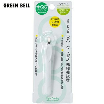 日本綠鐘 GREEN BELL 不銹鋼滑膠柄細口毛拔 QQ-502 /拔毛夾/眉毛夾 【官方旗艦館】