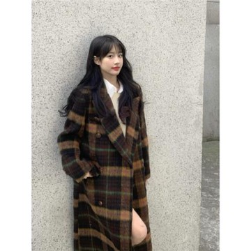 格子呢子大衣女毛呢外套秋冬季2025新款高級感小個子赫本風超好看