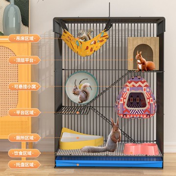 免運 寵物籠 倉鼠籠 三層大門密袋鼬龍貓籠金絲熊籠子豚鼠松鼠籠子大號別墅大龍貓標籠特惠/快速出貨MM095