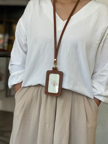 【手作革物】高質感掛頸皮革掛繩(咖啡/不含證件套)