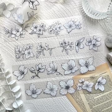 線條花和紙膠帶