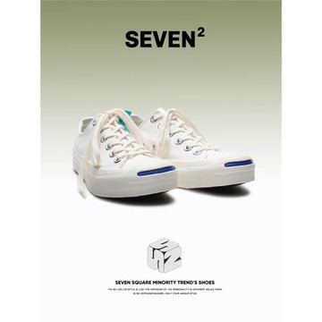 【SEVEN2】日系岡山久留米小白鞋低幫開口笑帆布鞋女2025新款鞋子