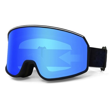 滑雪鏡-M/L (附盒)『砂黑框/全面藍片』HX-022 戶外 休閒 旅遊 滑雪 冬季 滑雪鏡