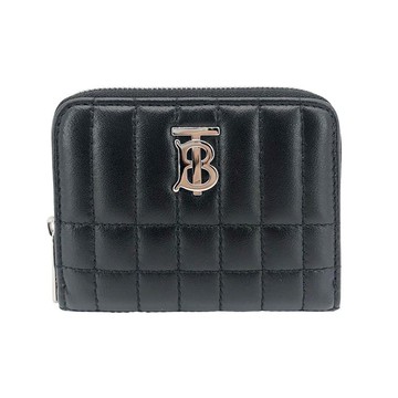 Burberry Lola TB銀logo小羊皮縫線拉鍊零錢包（8064825-黑）_廠商直送