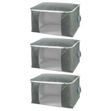 FANCY LIFE 棉被衣物收納袋 橫式小款 經典灰 透氣防霉  3個