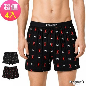 PLAYBOY涼感COOL AIR瞬涼嫘縈兔頭印花四角褲(4件組)