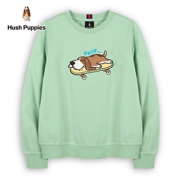 Hush Puppies T恤 女裝Q版精緻造型滑板趴趴狗長袖T恤