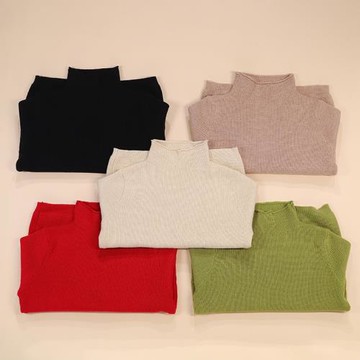 小蜜糖童裝女童針織打底衫春秋厚款2025寶寶純色半高領針織衫毛衣