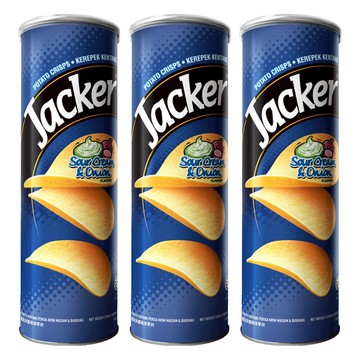 Jacker 洋芋片 酸奶洋蔥味 110g*3罐 酥脆口感 鹹甜交織 休閒零食