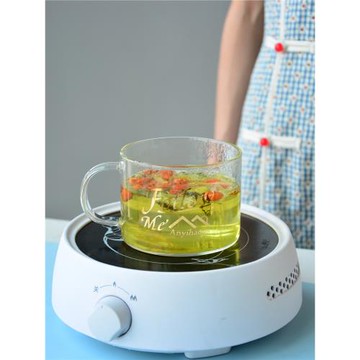 家用耐高溫平底早餐杯帶把手牛奶杯高硼硅玻璃杯可電陶爐加熱煮茶