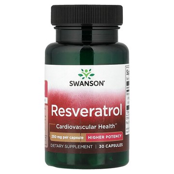 Swanson Vitamins, 白藜蘆醇，優效，250 毫克，30 粒膠囊