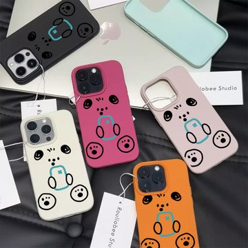 適用iPhone15Pro 14 13 12 11皮革紋防摔殼創意卡通風XR 8P 7P 16PM保護套現貨