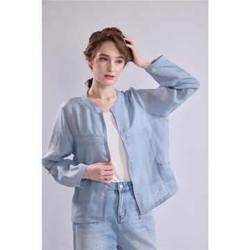 QWI亮彩絲綢亞麻外套-獨