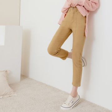 OB嚴選-高含棉立體車線輕刷毛彈性窄管褲《BA6914-》