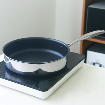 大煎鍋28m加厚一體成型復合鋼304不銹鋼不粘鍋平底鍋煎魚烙餅電磁