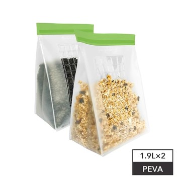 Prepara  食物保鮮密封夾鏈袋[2號袋 綠色夾鏈]-1900ml x2入