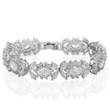 純銀手鍊 鍍白金鑲鑽手環-歐美閃要特別設計生日情人節禮物女飾品73cv31【獨家進口】【米蘭精品】