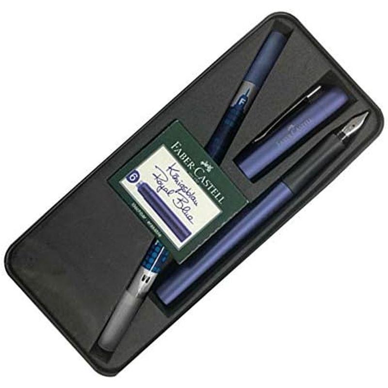 ファーバーカステル FABER-CASTELL 万年筆セット グリップ2011 缶入り メタリックブルー EF 極細