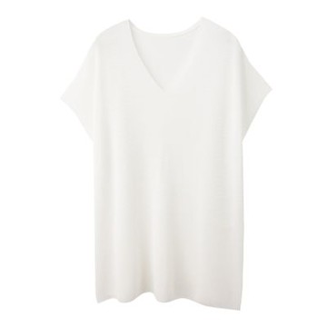 OB嚴選中大尺碼-舒涼針織V領側開衩長版上衣《FA3190》