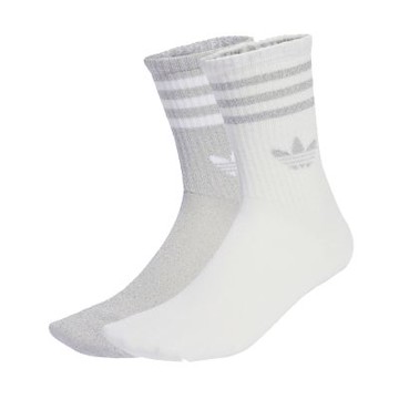 【Adidas 愛迪達】 3S GLITTER CR 2 二雙 運動中筒襪-(2入) 男女 - JX5204