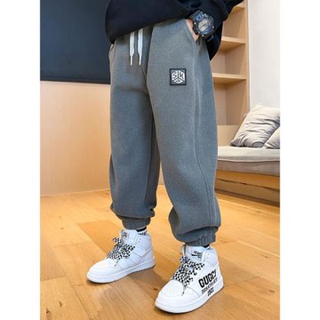 男童冬裝褲子2025新款秋冬款一體加絨大兒童冬季加厚運動衛褲長褲