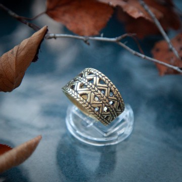 異教徒可調節戒指。斯拉夫珠寶。考古發現的古代複製品