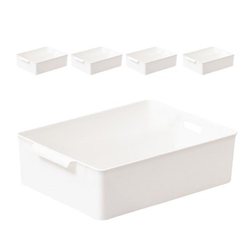 ezliving 附把手廚房收納籃 (深型 大號)  325 x 240 x 95 毫米  象牙白  5個