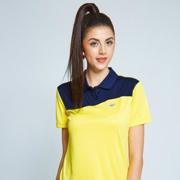 【Londa Polo】雙細條紋布女版短POLO衫(P196207)亮黃色