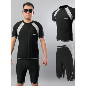 男士泳衣分體大碼300斤短袖速干防尷尬成人男款加肥加大游泳衣新