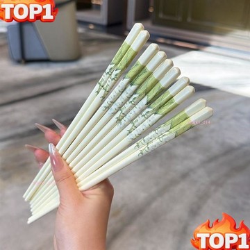 下殺價 倖福鈴蘭綠色好運陶瓷筷子傢用餐具精緻高顔值實用高檔喬遷好禮靚