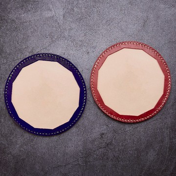 皮革杯墊。手縫皮革材料包 。BSP108