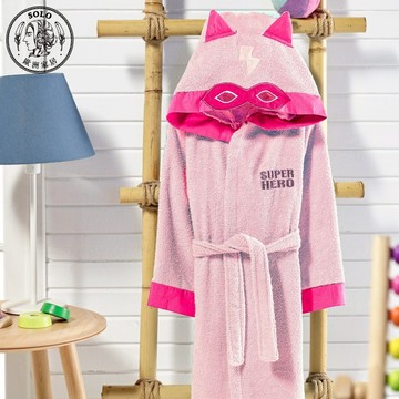 【SOLO歐洲家居】土耳其純棉浴袍 超級英雄 粉紅色 兒童 3-14歲