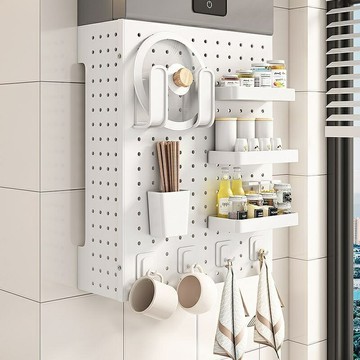 【免打孔遮醜】廚房洞洞板 壁掛置物架 收納板 裝飾板 擋板 遮醜板 燃氣熱水器遮擋罩 管道裝飾蓋 表箱罩 防水防油 多功能收納