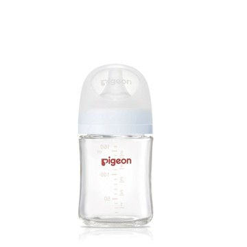 PIGEON 貝親 第三代寬口母乳實感玻璃奶瓶｜160ml｜天使藍【佳兒園婦幼館】