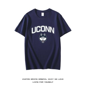 康涅狄格大學Uconn哈士奇短袖t恤男女美式寬松NCAA衣服純棉半袖潮