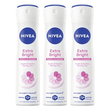 NIVEA 妮維雅 止汗爽身噴霧亮白系列 噴霧瓶  150ml  3瓶