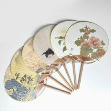 【古風印花團扇-多款可選-1款/組】上博館文創扇子宮廷復古漢服竹柄扇禮物飾品-90304