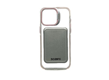 新品! SCANFC 鏡頭支架手機殼 粉紅色配銀包卡套