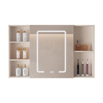 防潮太空鋁鏡柜開放格儲物智能鏡柜衛生間掛墻式補光除霧浴室鏡柜[DD150110]