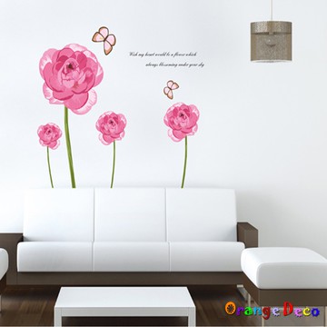 【橘果設計】水彩花 無痕背膠 壁貼 牆貼 壁紙 DIY佈置 窗貼 佈置 櫥窗貼 可超取 台灣現貨