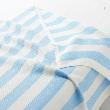 MUJI 無印良品 豐基人絹多用途毯  190 x 140cm  藍條紋