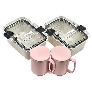 prepara 沛樂生活 4號食物保鮮盒 + 甜甜粉色牛奶杯  1組