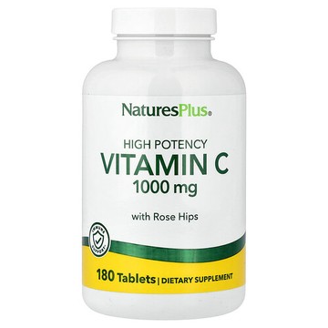 NaturesPlus, 含玫瑰果的維生素 C，優效，180 片