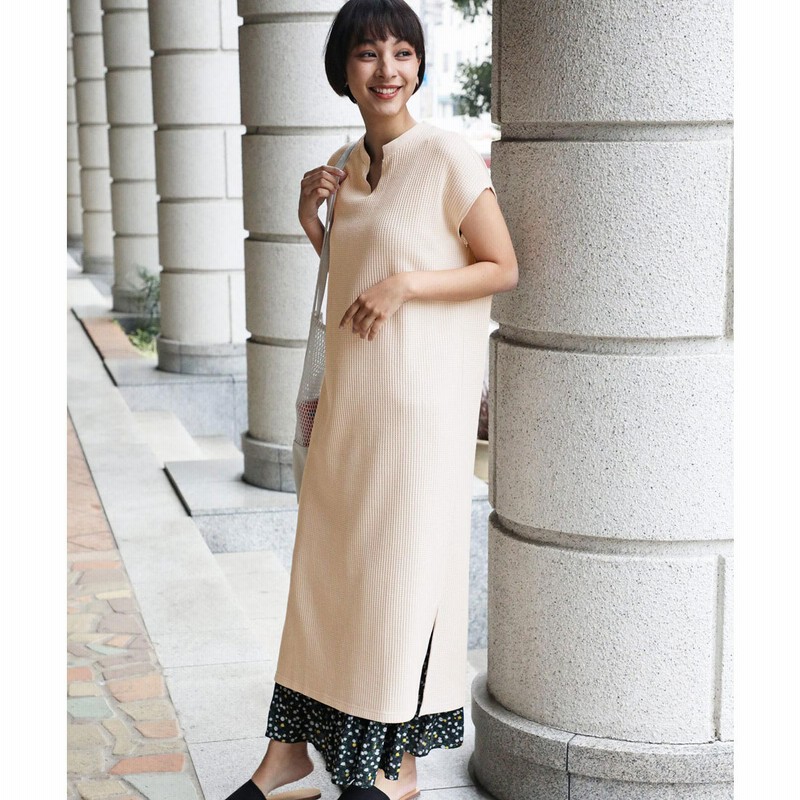 クラシカルエルフ Classical Elf レイヤードスタイルがキマる サーマルスキッパーロングワンピースフレンチスリーブトップスマキシレディース春ワッフル ベージュ 通販 Lineポイント最大1 0 Get Lineショッピング